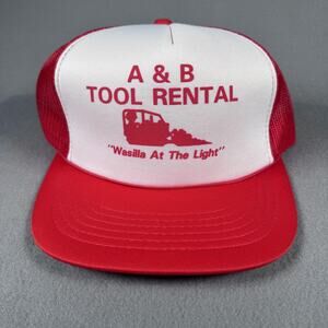 Vintage A & B Tool Rental‎ Hat Cap Snap Back One Size Wasilla Trucker Promo 80s